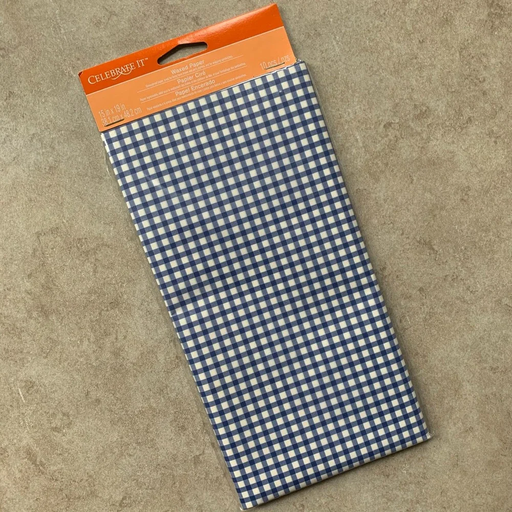 Celebrate It Waxed Paper Food Safe Tissue Paper Treat Box 10pc Gingham Print NEW